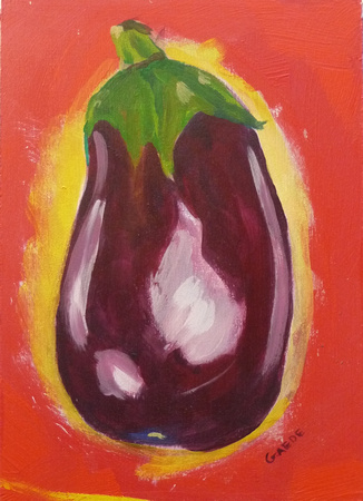 Super eggplant acrylic 13 cm x 18 cm SOLD