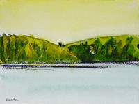 Golden Hills watercolor 14 cm x 23 cm