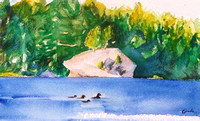 Granite island watercolor 15 cm x 25 cm