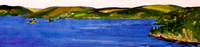 Blue panorama watercolor 11 cm x 40 cm