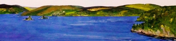 Blue panorama watercolor 11 cm x 40 cm