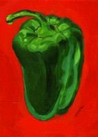 Green pepper acrylic 13 cm x 18 cm SOLD
