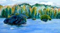 Blue rocks watercolor 25 cm x 50 cm