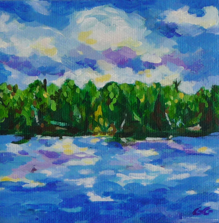 Happy skies acrylic 10 cm x 10 cm