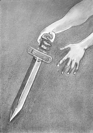 Day 15 Dagger/Dague Graphite powder, India ink