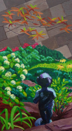 Brule Gardens acrylic 10 x 18 cm SOLD